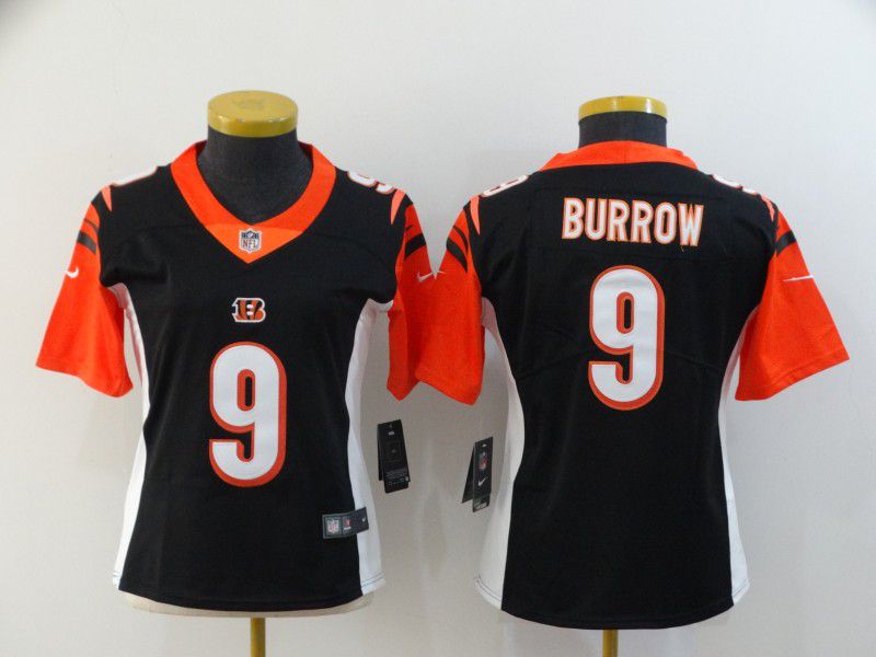 Women Cincinnati Bengals #9 Burrow Black Nike Vapor Untouchable Stitched Limited NFL Jerseys